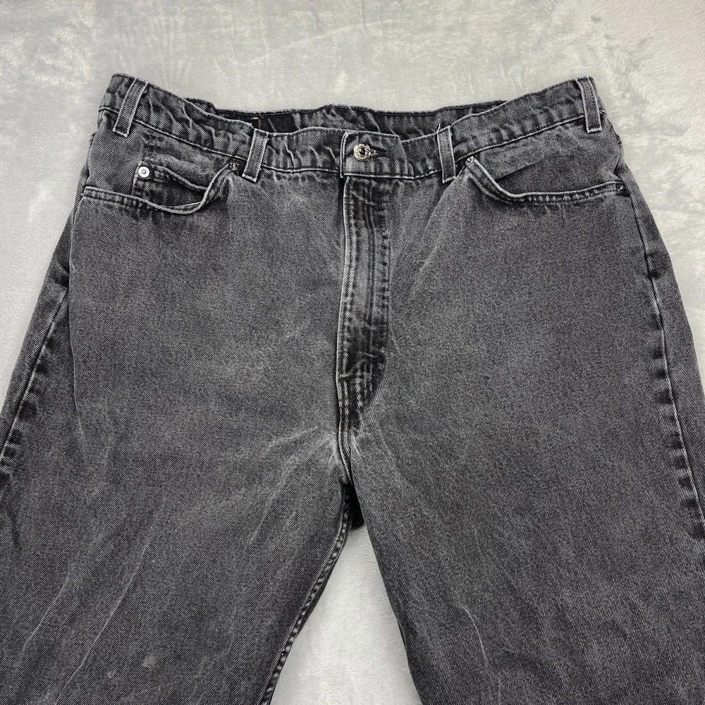 Vtg Levi's Jeans Mens 42x30 (40x30) Black Denim 550 Straight Leg Orange Tab USA